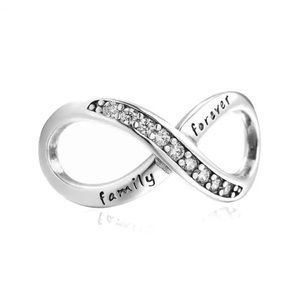Family Forever Infinity S925 Silver Enamel Charm, fits Pandora Charm Bracelet